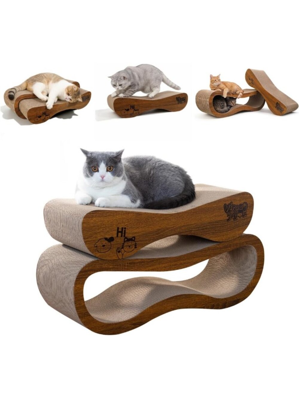 2-in-1 Cat Scratcher & Scratching Board - Durable Cardboard for Indoor Cats